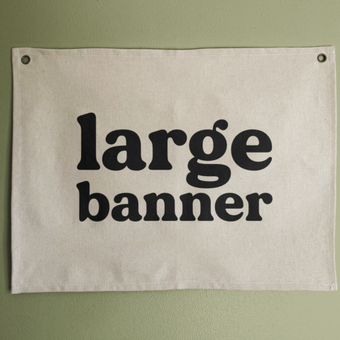 Large Custom Text Canvas Banner, Natural